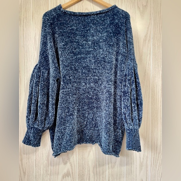 She & Sky One Size Teal Balloon Sleeve “ Bless Your Heart” Sweater - Picture 5 of 5